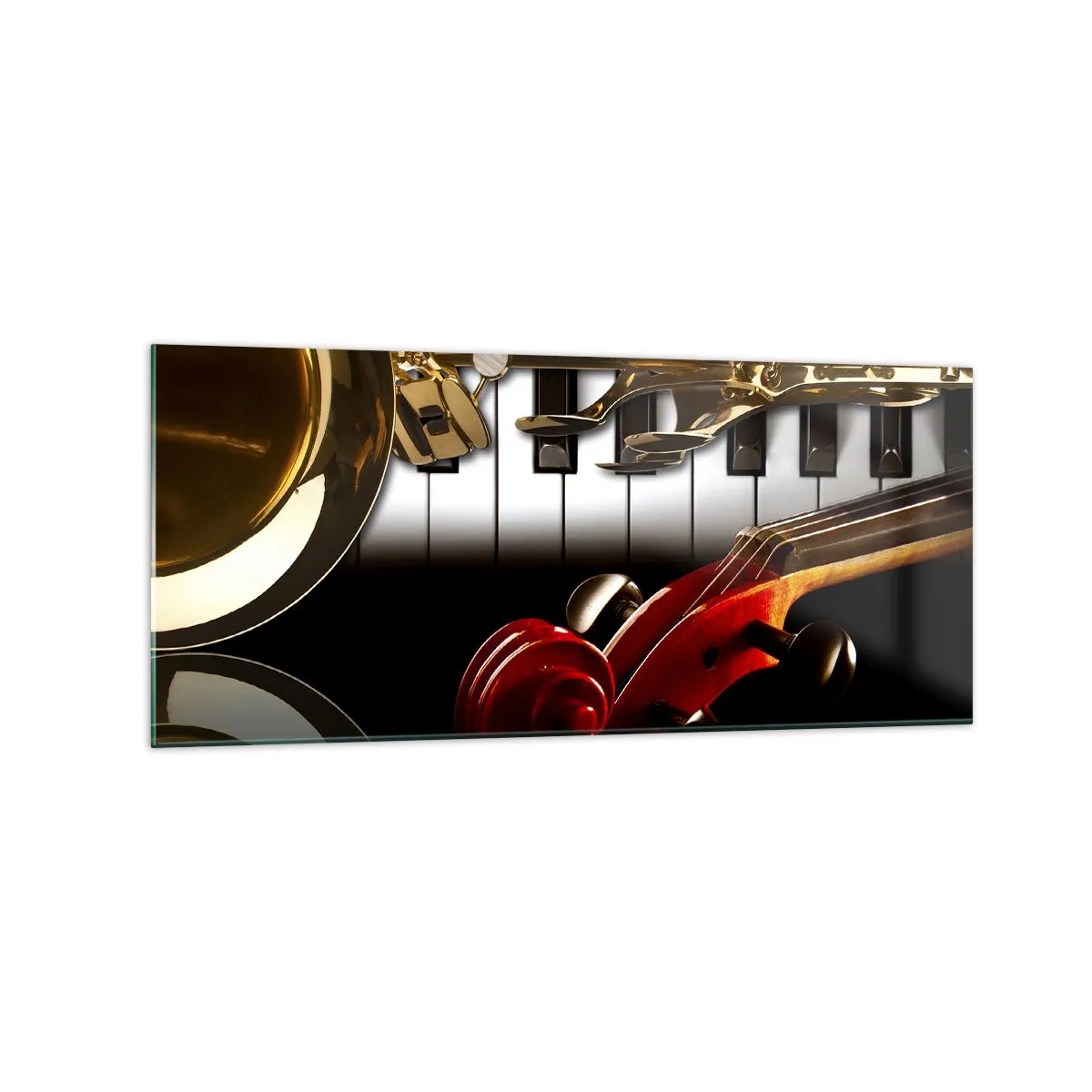 Tablou pe sticlă - Tablă, lemn și fildeș - 120x50 cm