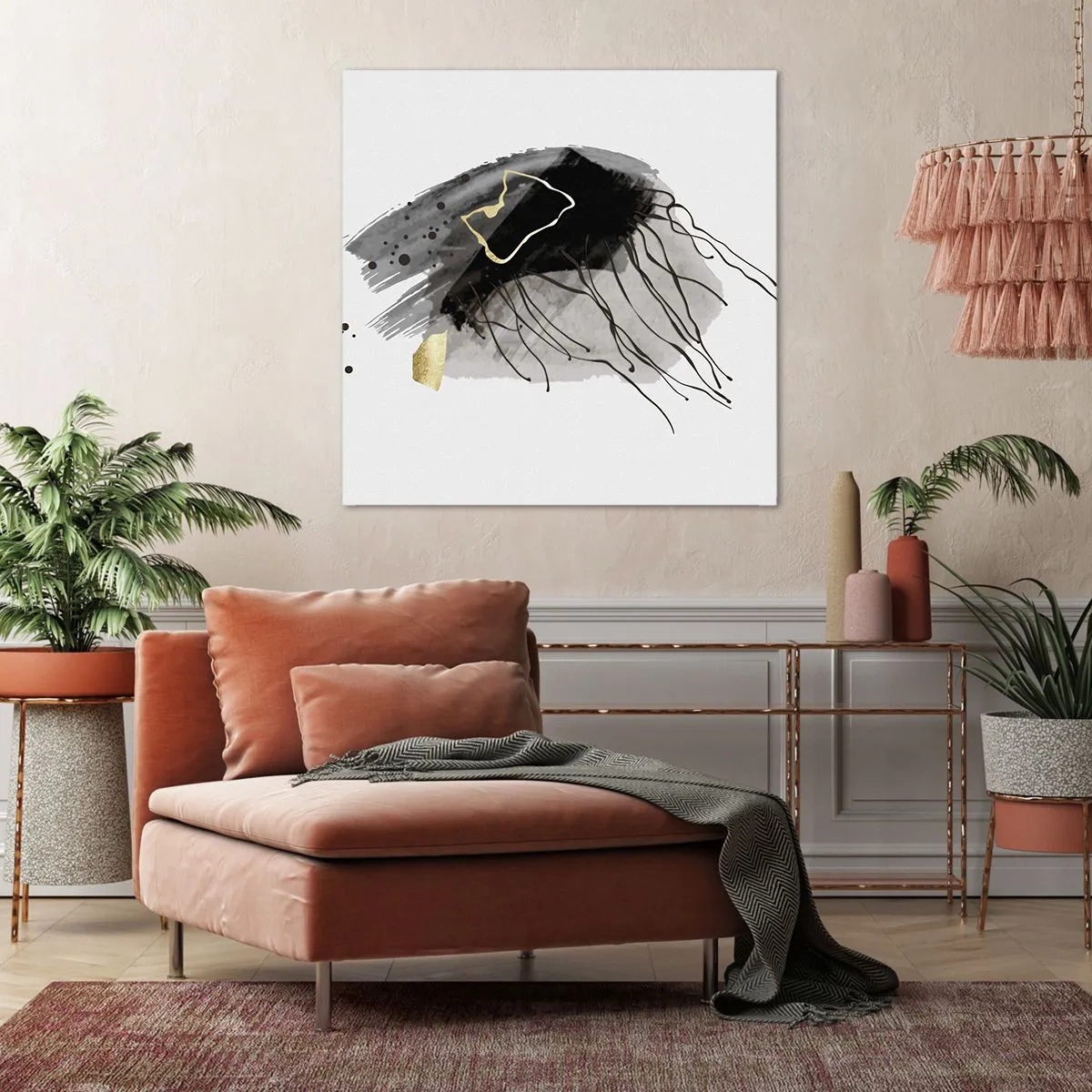 Tablou pe pânză - Negru și aur - 70x70 cm