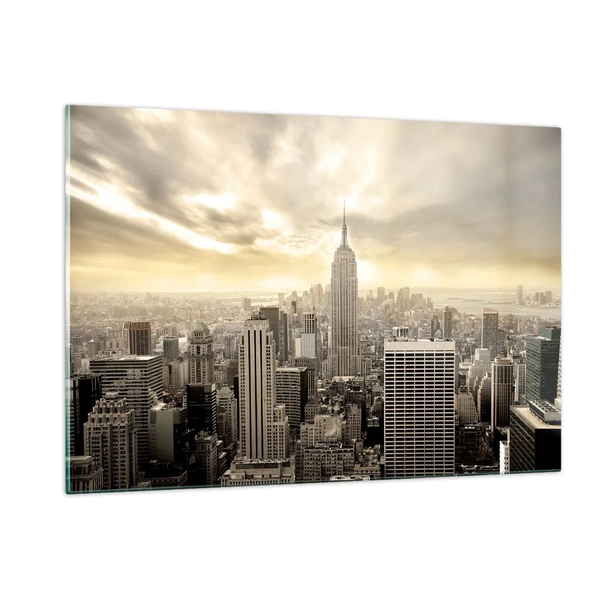 Tablou pe sticlă - New York țesut din gri - 120x80 cm