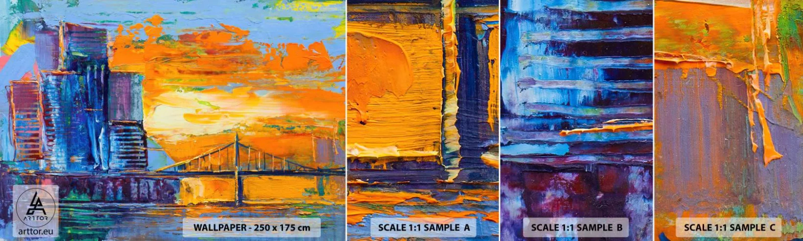 Mostră tapet autocolant Deluxe Sticker - Cultură și natură - Abstracția, Oraș, Bucată - 100x30 cm