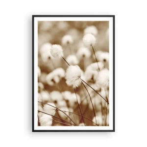 Poster în ramă neagră - Câmp pufos - 70x100 cm