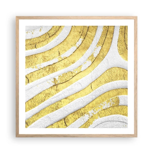 Poster în ramă de stejar deschis - Compoziția în alb și auriu - 60x60 cm