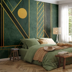 Tapet Premium Sand - Dinamica aurului și a azurului - Abstracția, Bucată, Model geometric - 100x70 cm