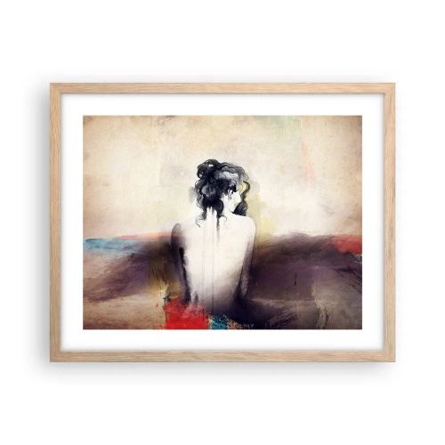 Poster în ramă de stejar deschis - Linii moi, forme ovale - 50x40 cm