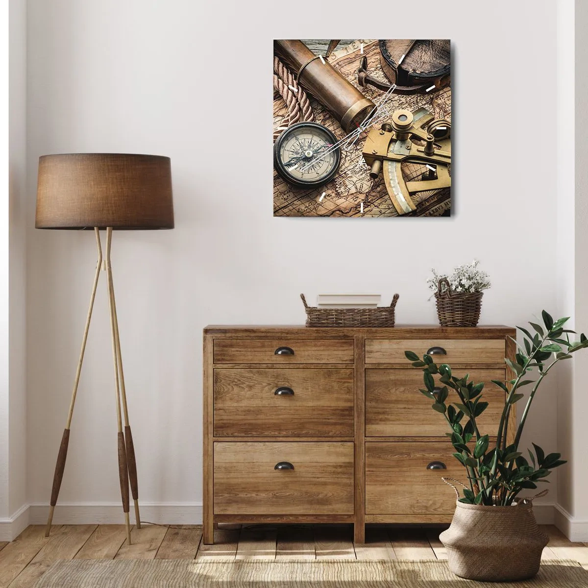 Ceas de perete - Ceas pe sticlă - Stabilește cursul - 30x30 cm