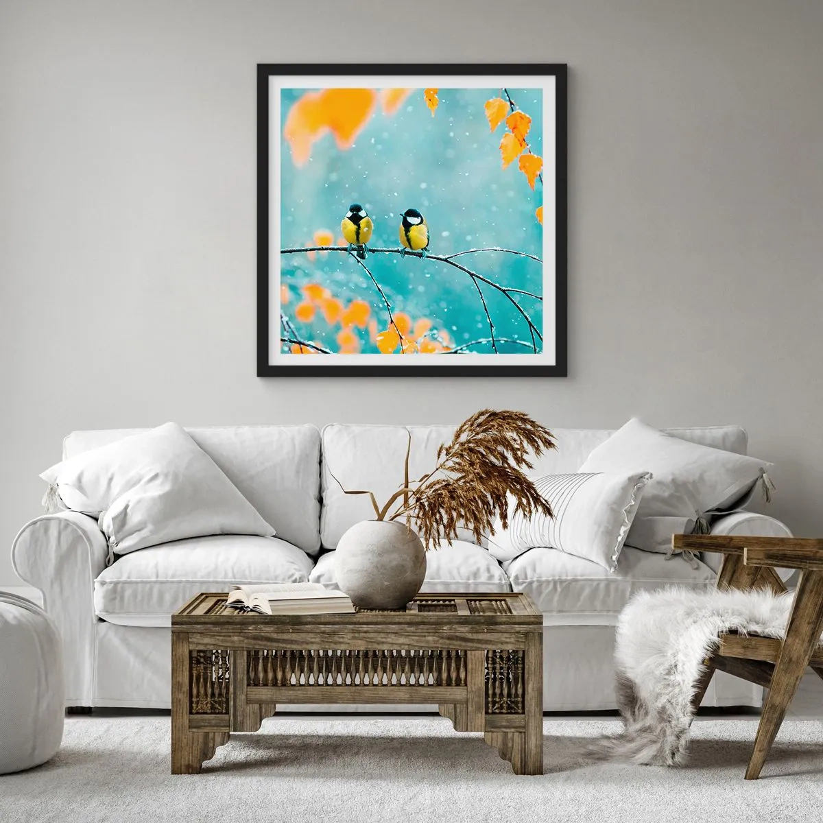 Poster în ramă neagră - Bârfele păsărilor - 40x40 cm