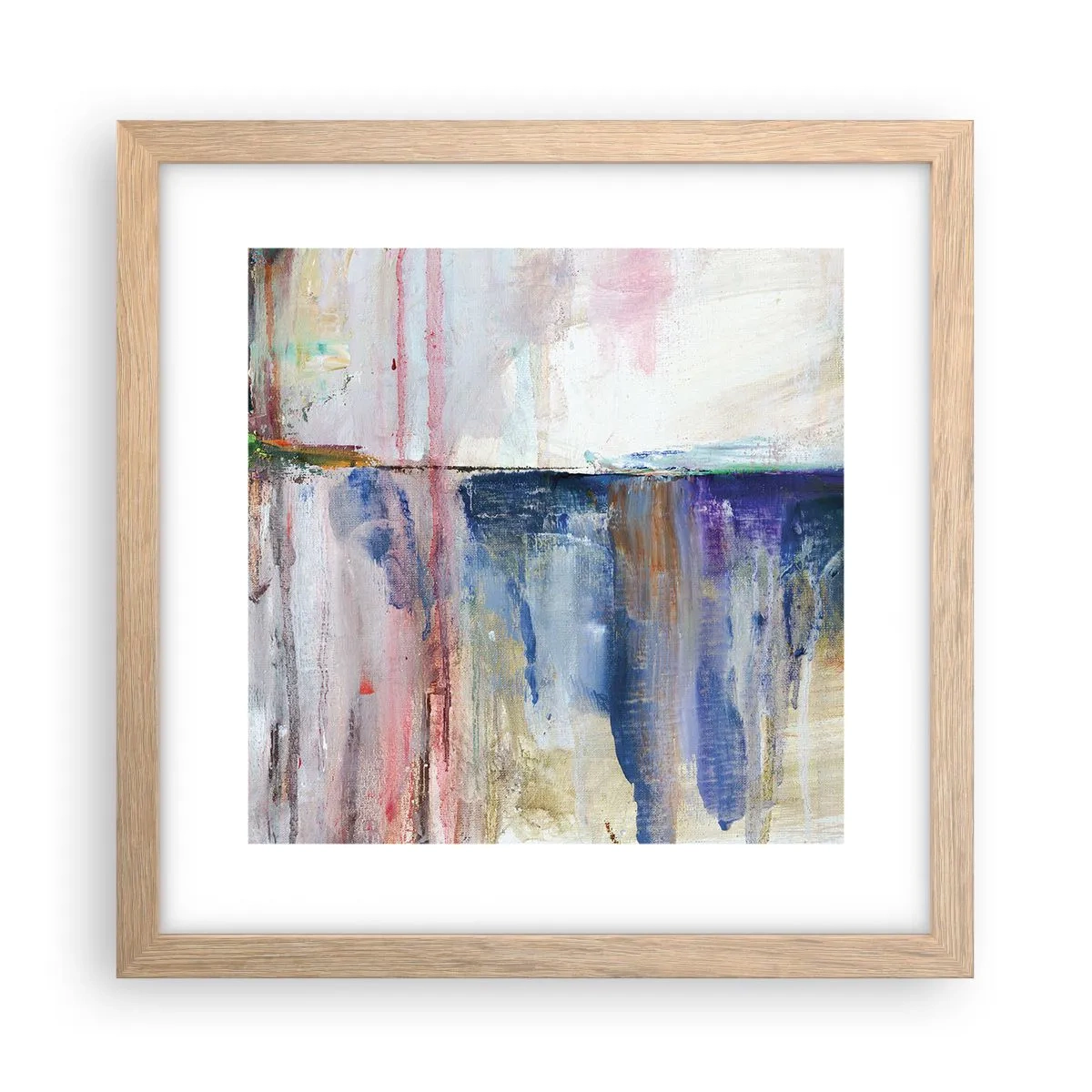 Poster în ramă de stejar deschis - Impresii și asociații colorate - 30x30 cm