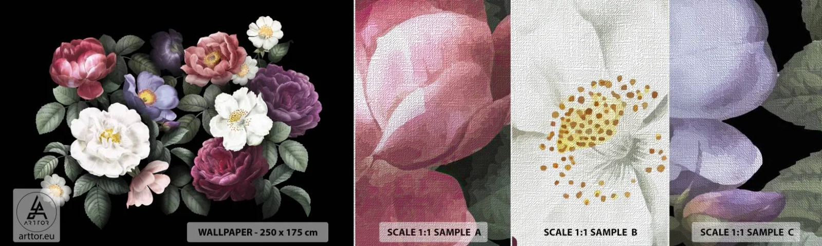 Mostră tapet Premium Canvas - Dintr-o grădină engleză - Flori, Buchet de flori, Aranjament floral - 100x30 cm