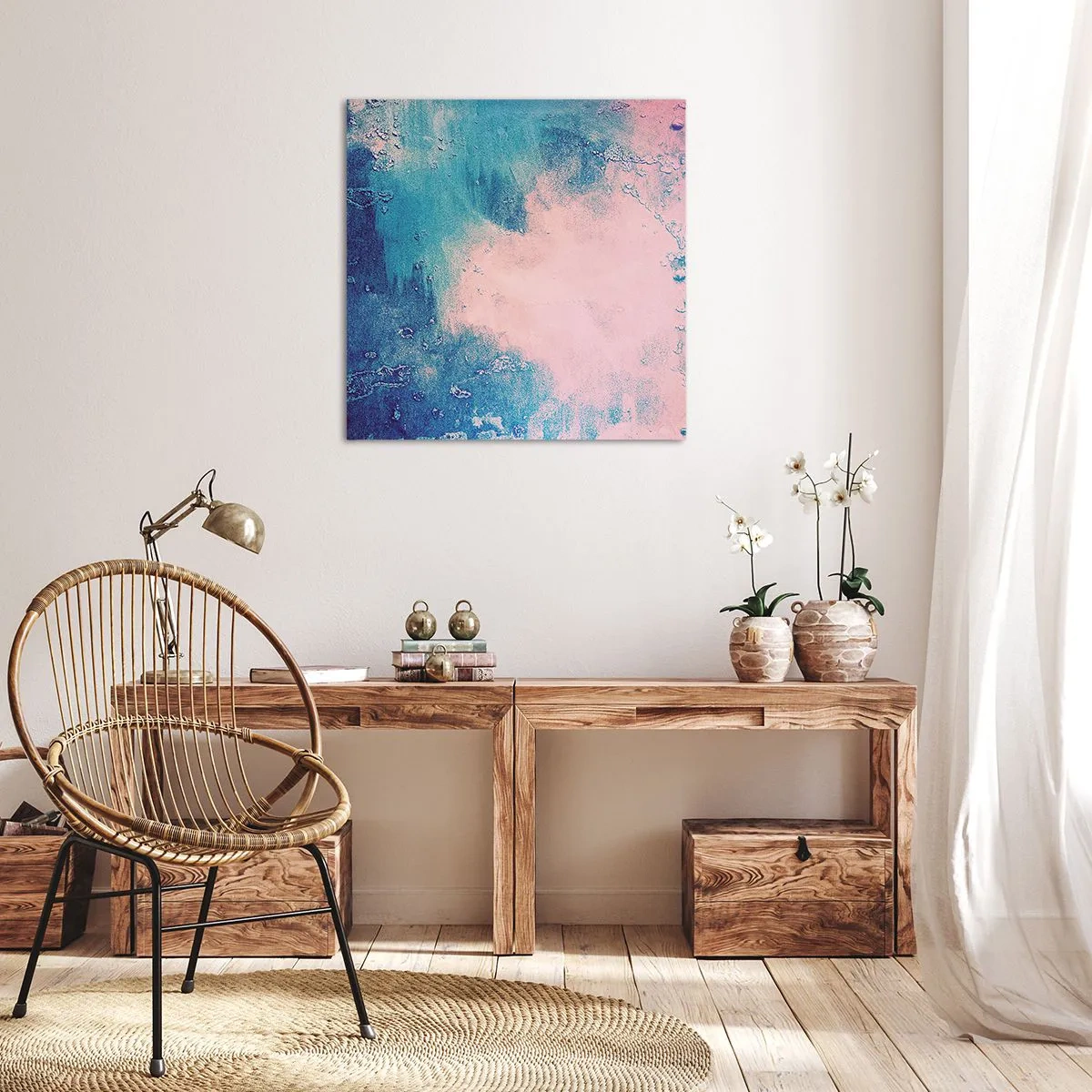 Tablou pe pânză - Îmbrățișare albastră - 50x50 cm