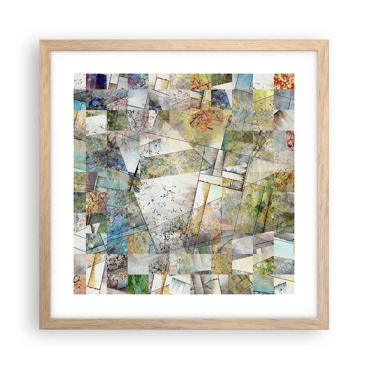 Poster în ramă de stejar deschis - Remaniere geometrică - 40x40 cm