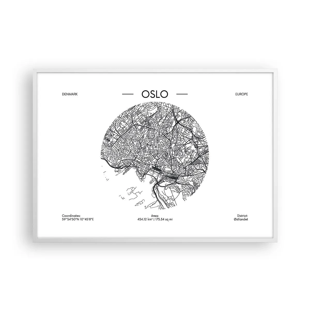Poster în ramă albă - Anatomia Oslo - 100x70 cm