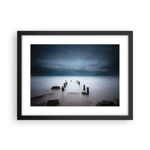 Poster în ramă neagră - Un lac în ceața calmă - 40x30 cm
