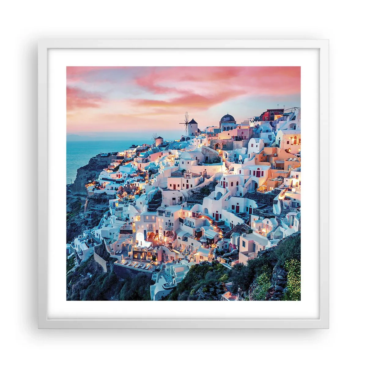 Poster în ramă albă - Vacanța ta grecească - 50x50 cm