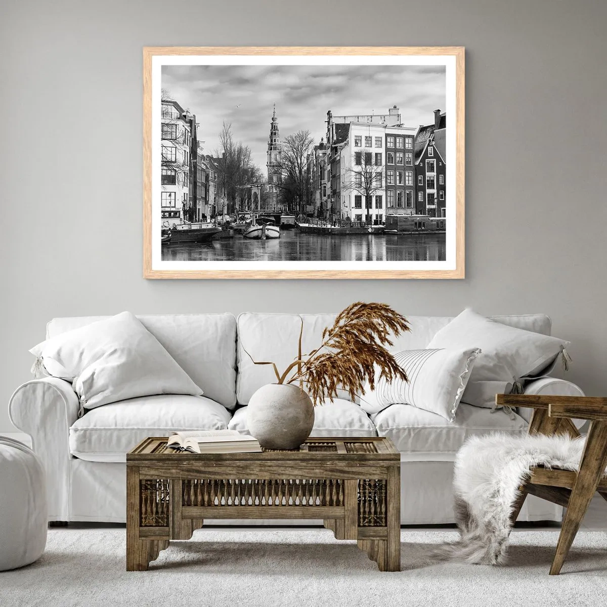 Poster în ramă de stejar deschis - Amsterdam vibes - 91x61 cm