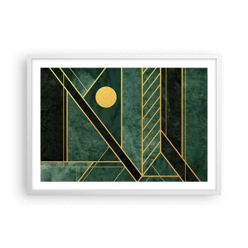 Poster în ramă albă - Dinamica aurului și a azurului - 70x50 cm