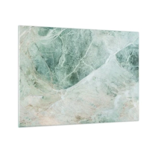 Tablou pe sticlă - Textură verde-bej care seamănă cu piatra naturală - 70x50cm - Răcoarea nobilă a pietrei - Decorațiune modernă pentru perete pentru living și dormitor ARTTOR