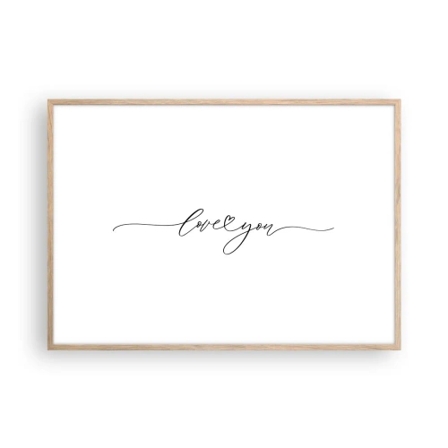 Poster în ramă de stejar deschis - Negru pe alb - 100x70 cm