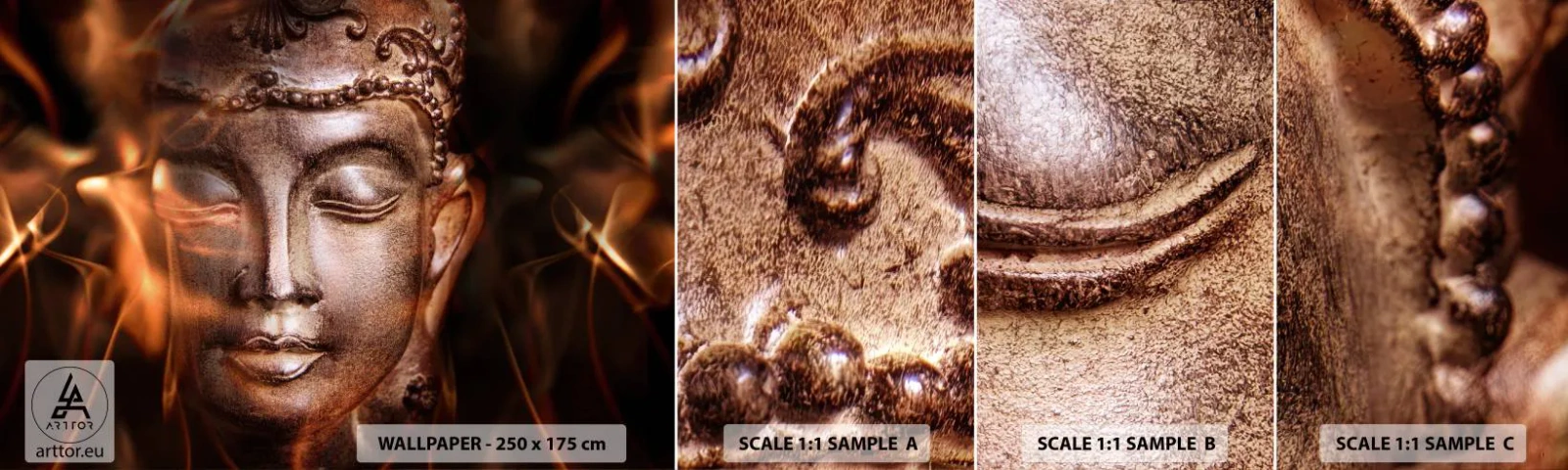 Mostră de Tapet Standard Eco - Există doar aici și acum - Buddha, Religie, Asia - 100x30 cm