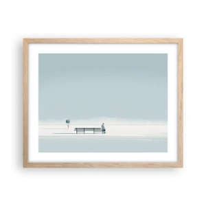 Poster în ramă de stejar deschis - Da, aștept. - 50x40 cm