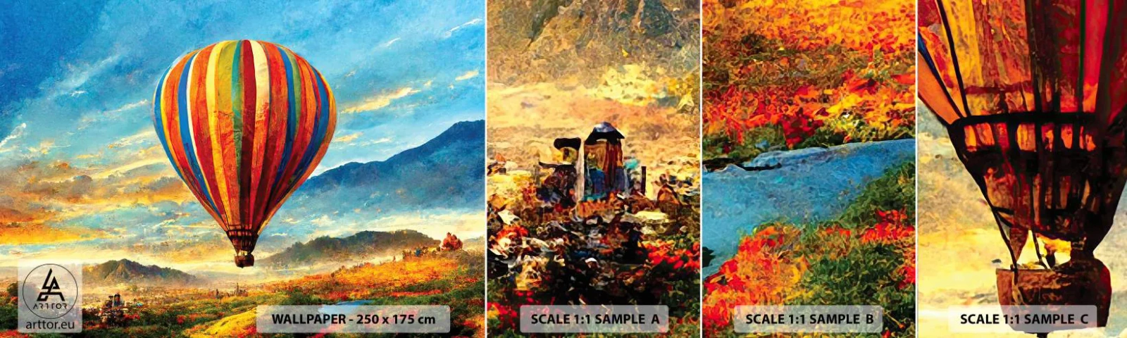 Mostră de Tapet Standard Eco - În liniște puteți vedea mai multe - Balon, Peisaj, Natură - 100x30 cm