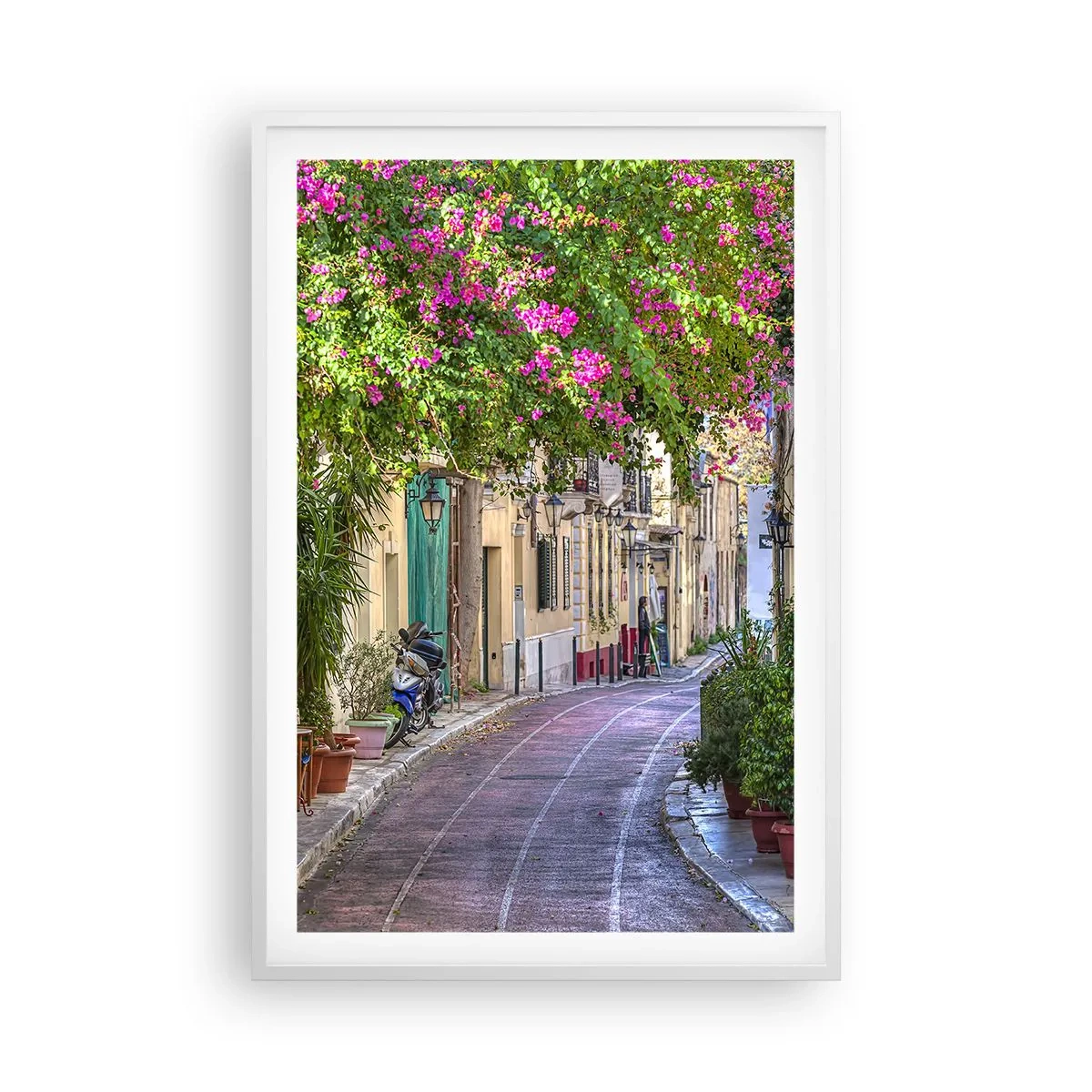 Poster în ramă albă - Alee înfloritoare - 61x91 cm