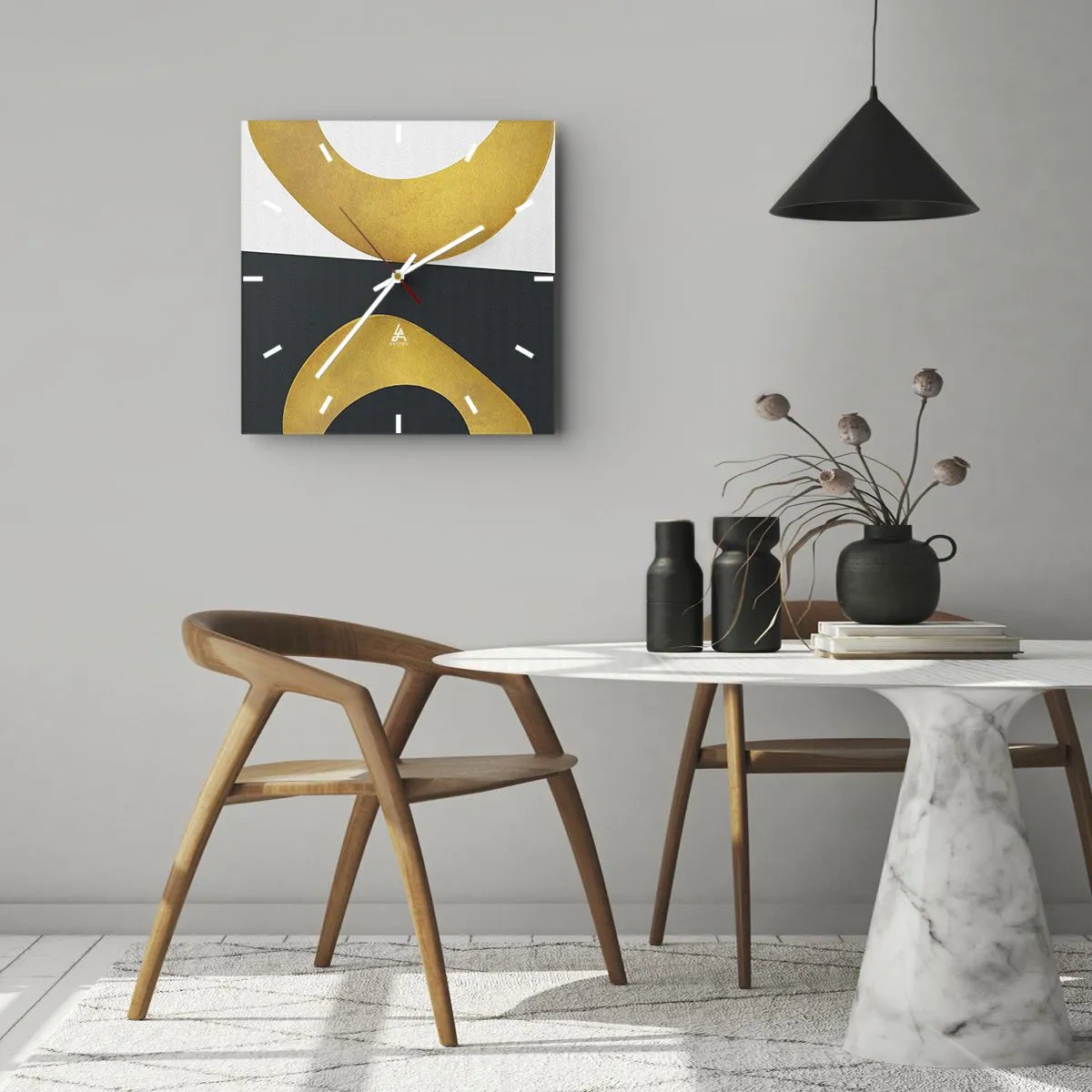 Ceas de perete - Ceas pe sticlă - În primul rând: aurul - 40x40 cm