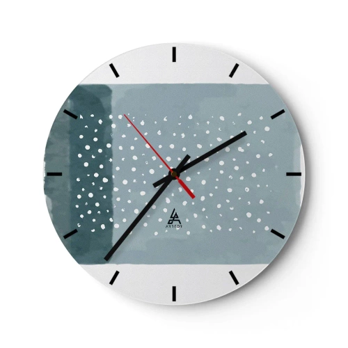 Ceas de perete - Ceas pe sticlă - O compoziție modernă cu puncte pe un fundal în nuanțe de albastru - 30x30cm - Crescute pe albastru - Decorațiune modernă pentru perete pentru living, bucătărie și dormitor ARTTOR