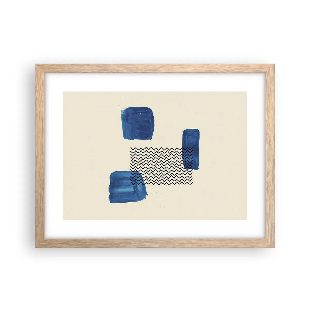 Poster în ramă de stejar deschis - Cvartet abstract - 40x30 cm