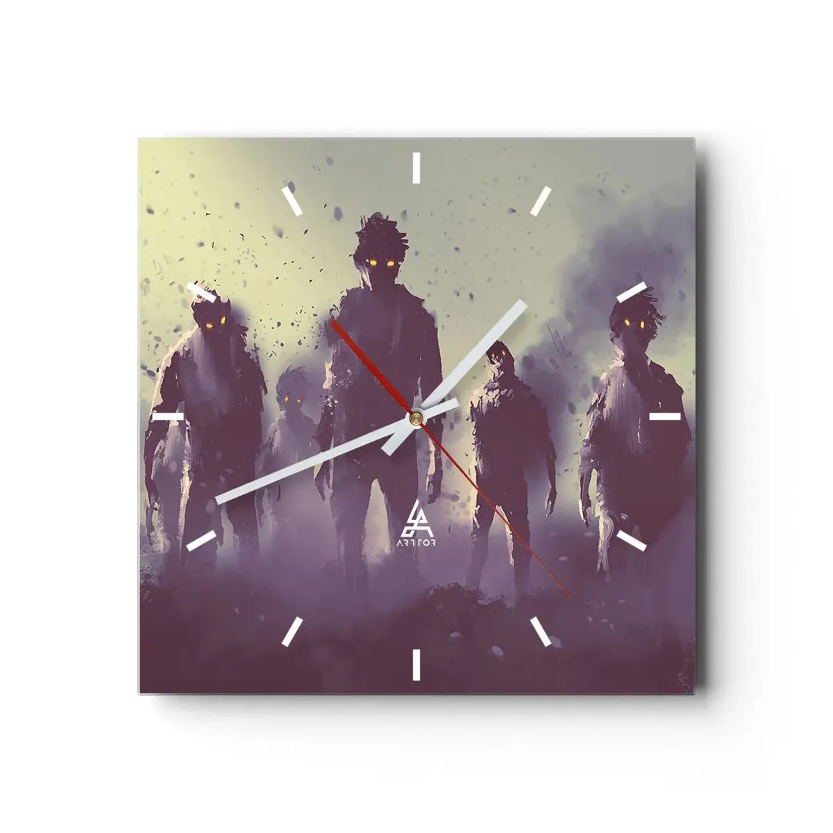 Ceas de perete - Ceas pe sticlă - Ai grijă! Se apropie - 40x40 cm