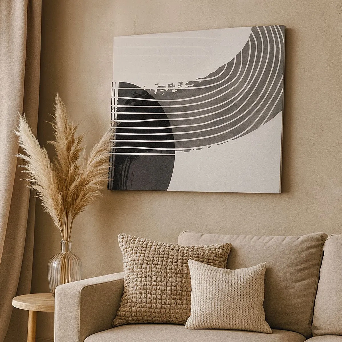 Tablou pe pânză Canvas - Model abstract cu linii și forme geometrice - 70x50cm - Până acolo și înapoi - Decorațiune modernă pentru perete pentru living și dormitor ARTTOR