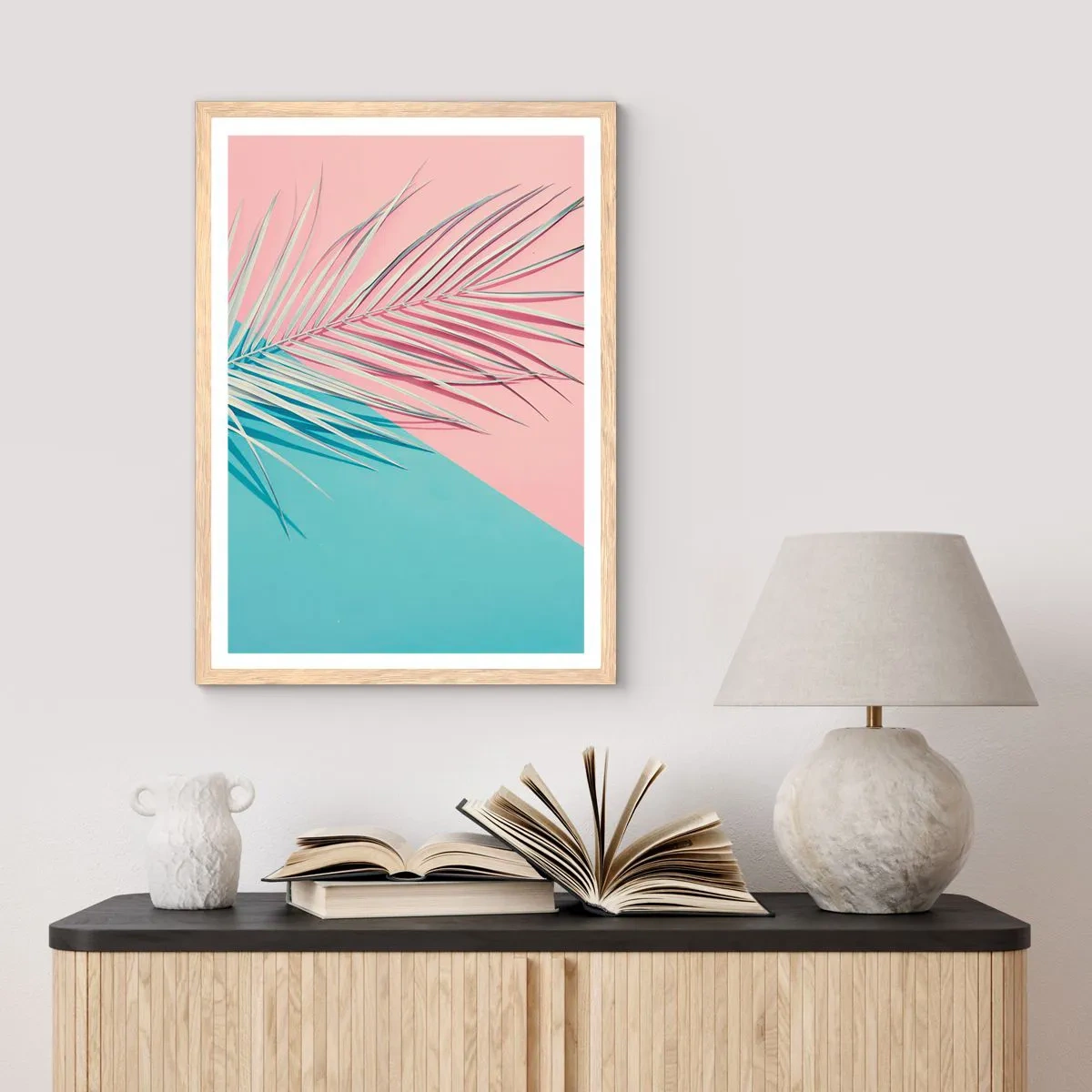 Poster în ramă de stejar deschis - Impresie tropicală - 70x100 cm