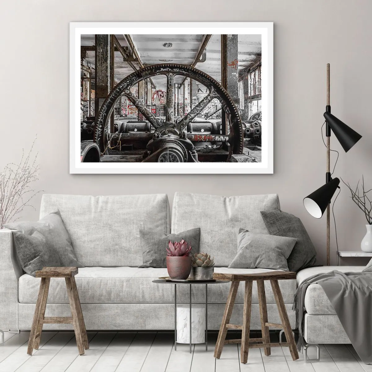 Poster în ramă albă - Viața secretă a unei fabrici - 100x70 cm