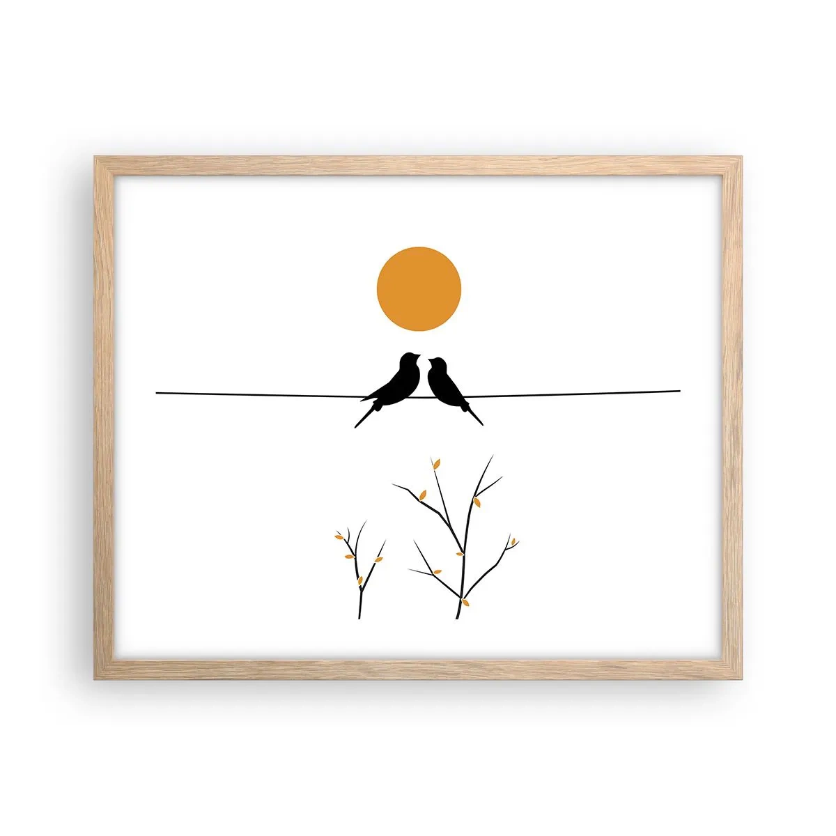 Poster în ramă de stejar deschis - Seară cu privighetori - 50x40 cm