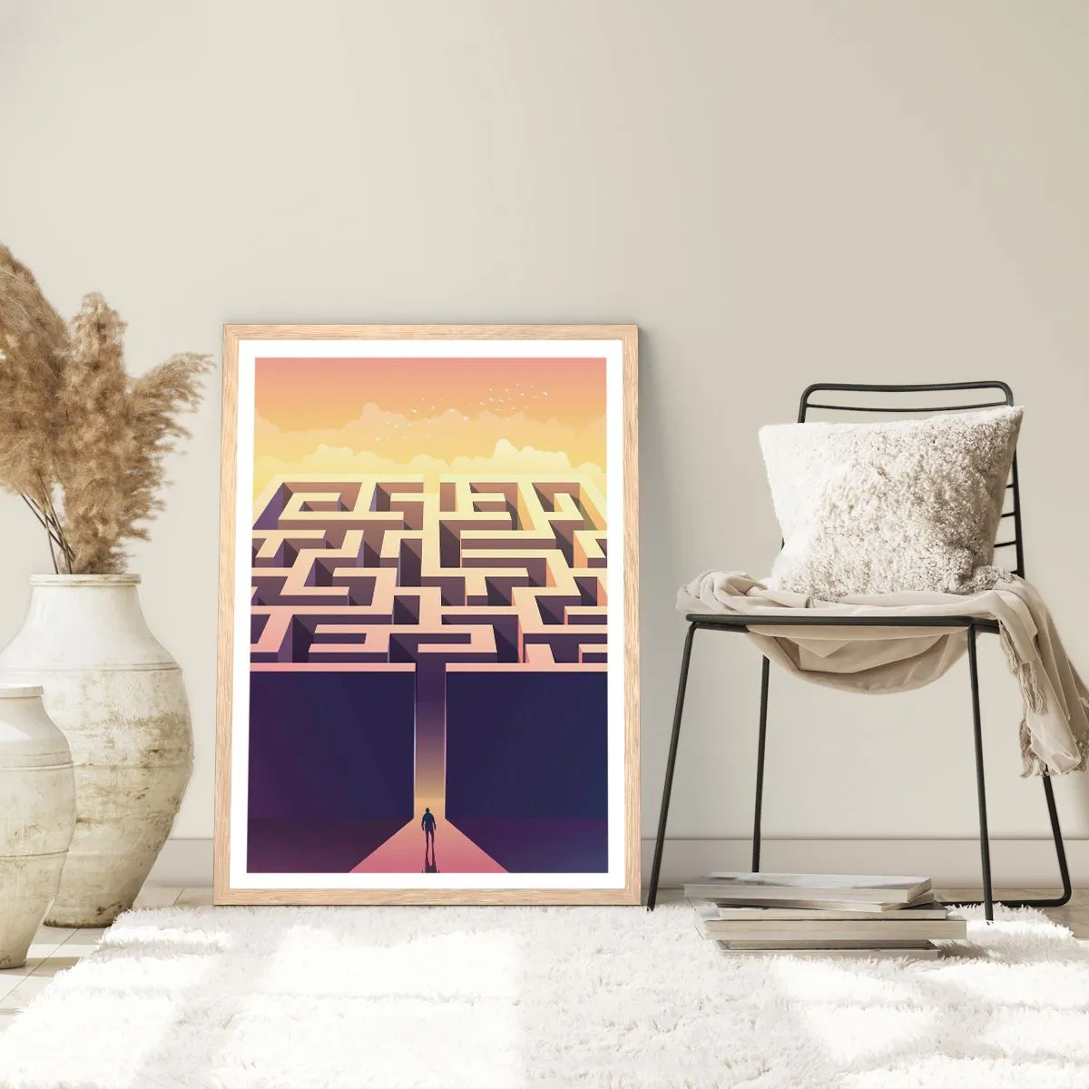 Poster în ramă de stejar deschis - Momentul deciziei - 50x70 cm