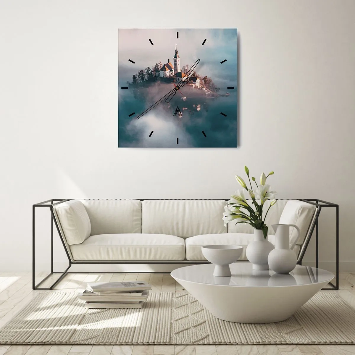 Ceas de perete - Ceas pe sticlă - Insula de vis - 40x40 cm