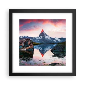 Poster în ramă neagră - Inima munților este fierbinte - 30x30 cm