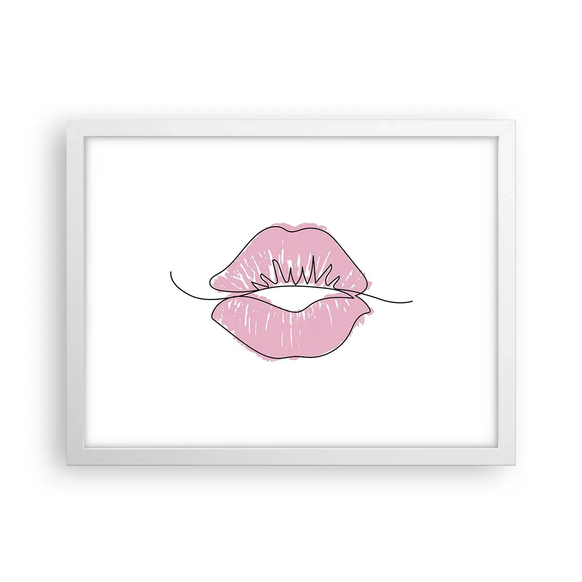 Poster în ramă albă - Vrei un sărut? - 40x30 cm