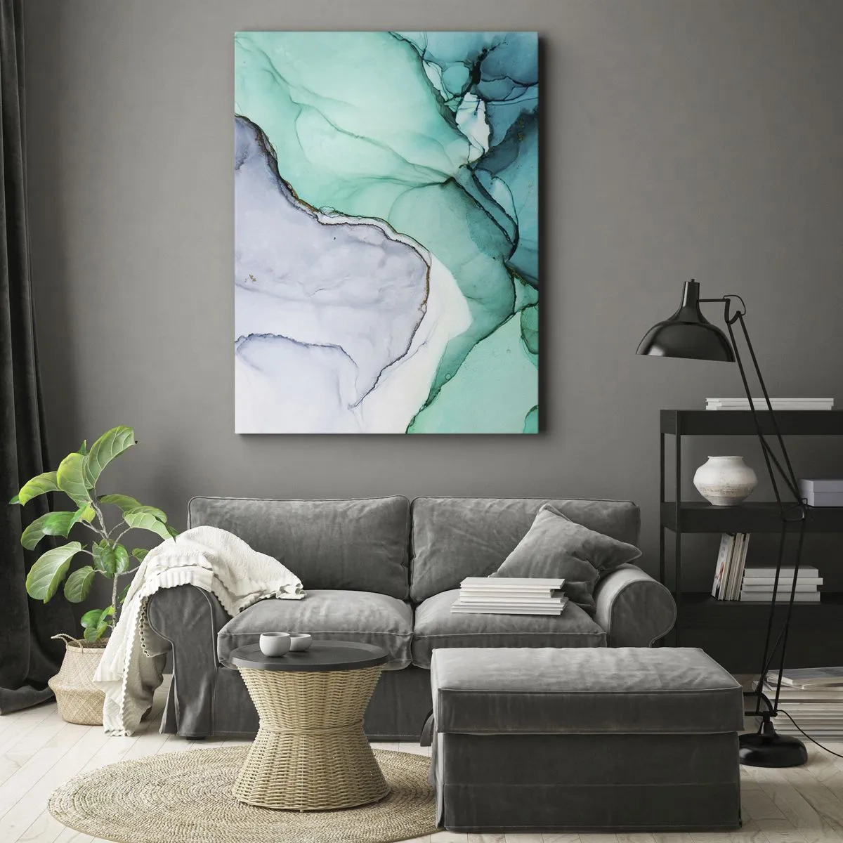 Tablou pe pânză - Studiu în turcoaz - 50x70 cm