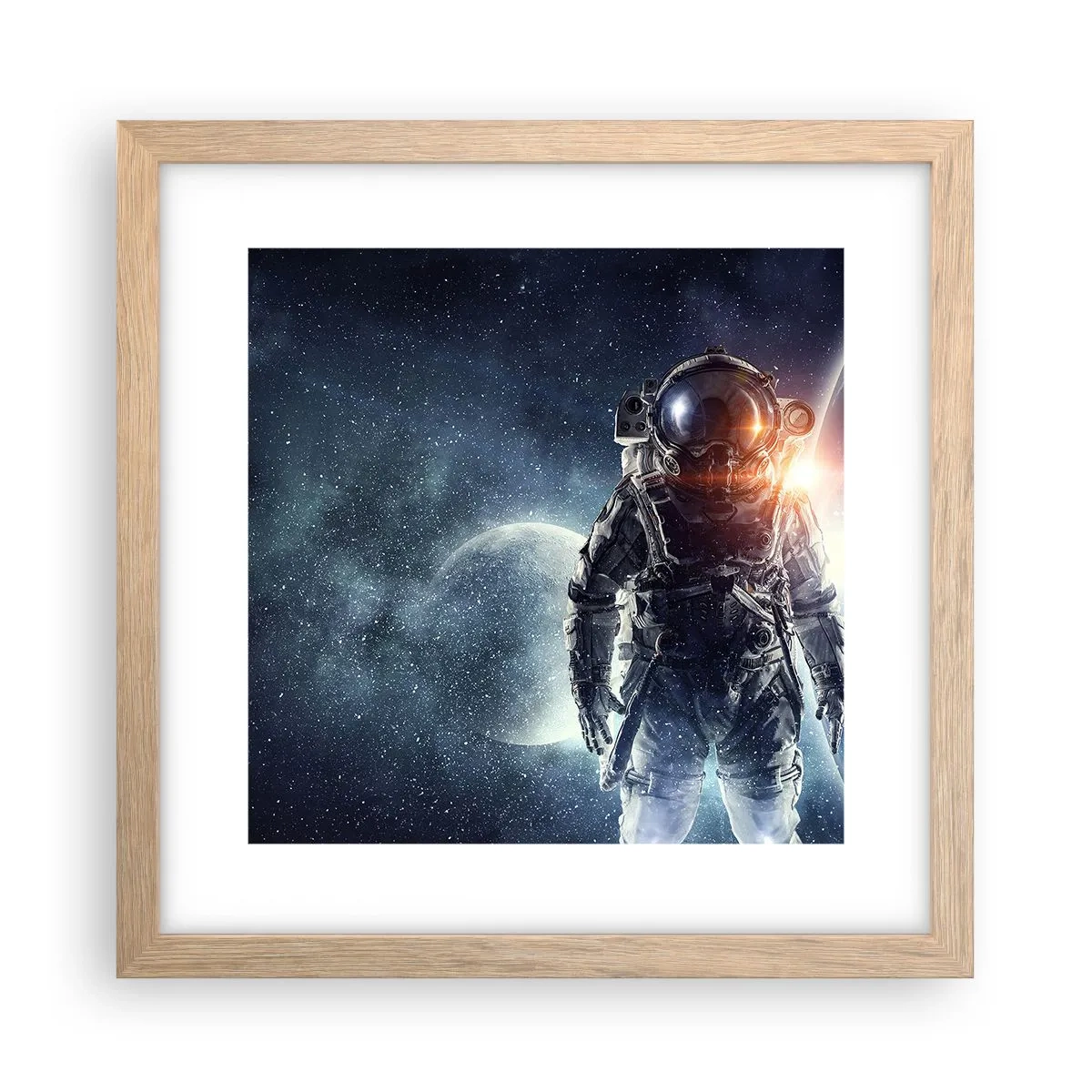 Poster în ramă de stejar deschis - Aventură spațială - 30x30 cm