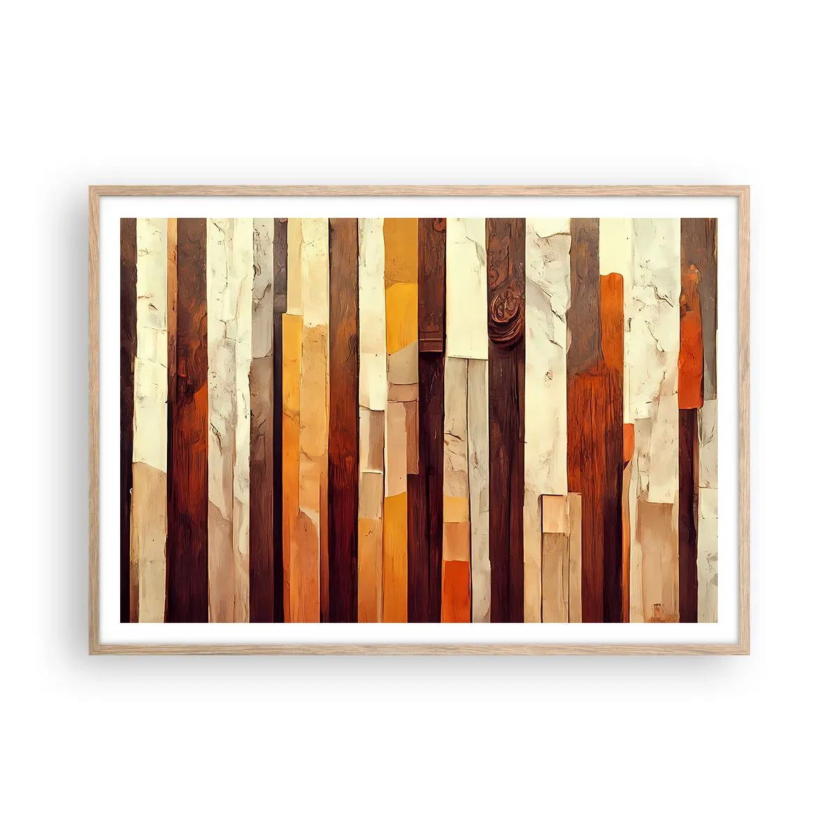 Poster în ramă de stejar deschis - Imnul copacilor din pădure - 100x70 cm