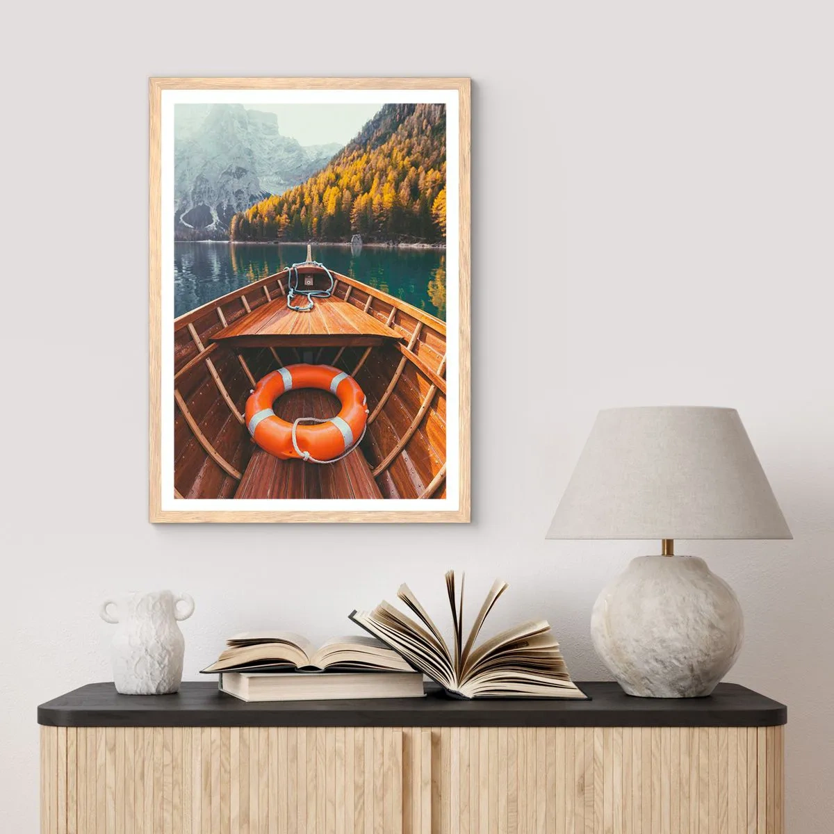 Poster în ramă de stejar deschis - Excursie pe munte - 61x91 cm