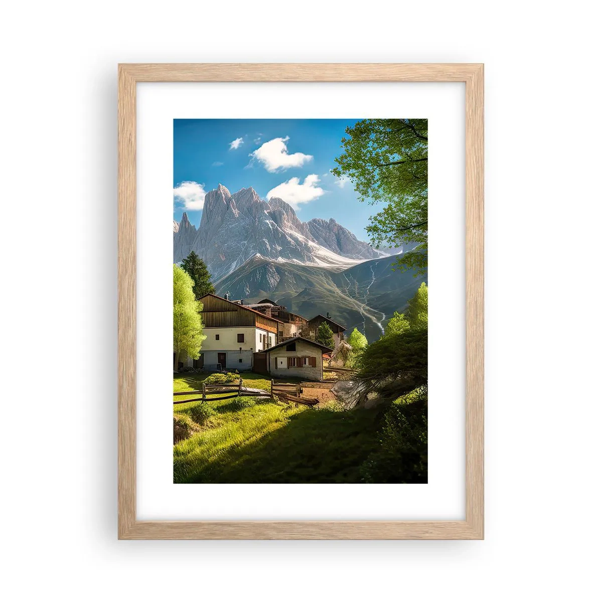Poster în ramă de stejar deschis - Idilă alpină - 30x40 cm