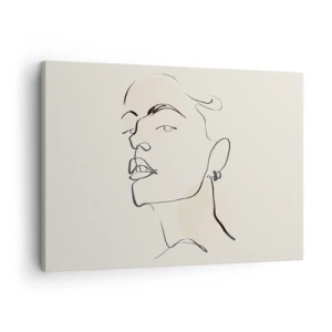 Tablou pe pânză Canvas - Schiță minimalistă a feței unei femei - 70x50cm - O privire mândră - Decorațiune modernă pentru perete pentru living și dormitor ARTTOR