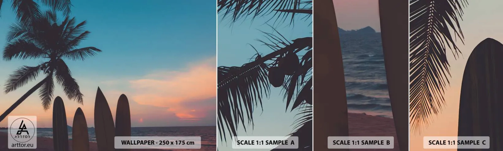 Mostră tapet autocolant Deluxe Sticker - Și mâine ne vom distra - Peisaj, Surfing, Mare - 100x30 cm