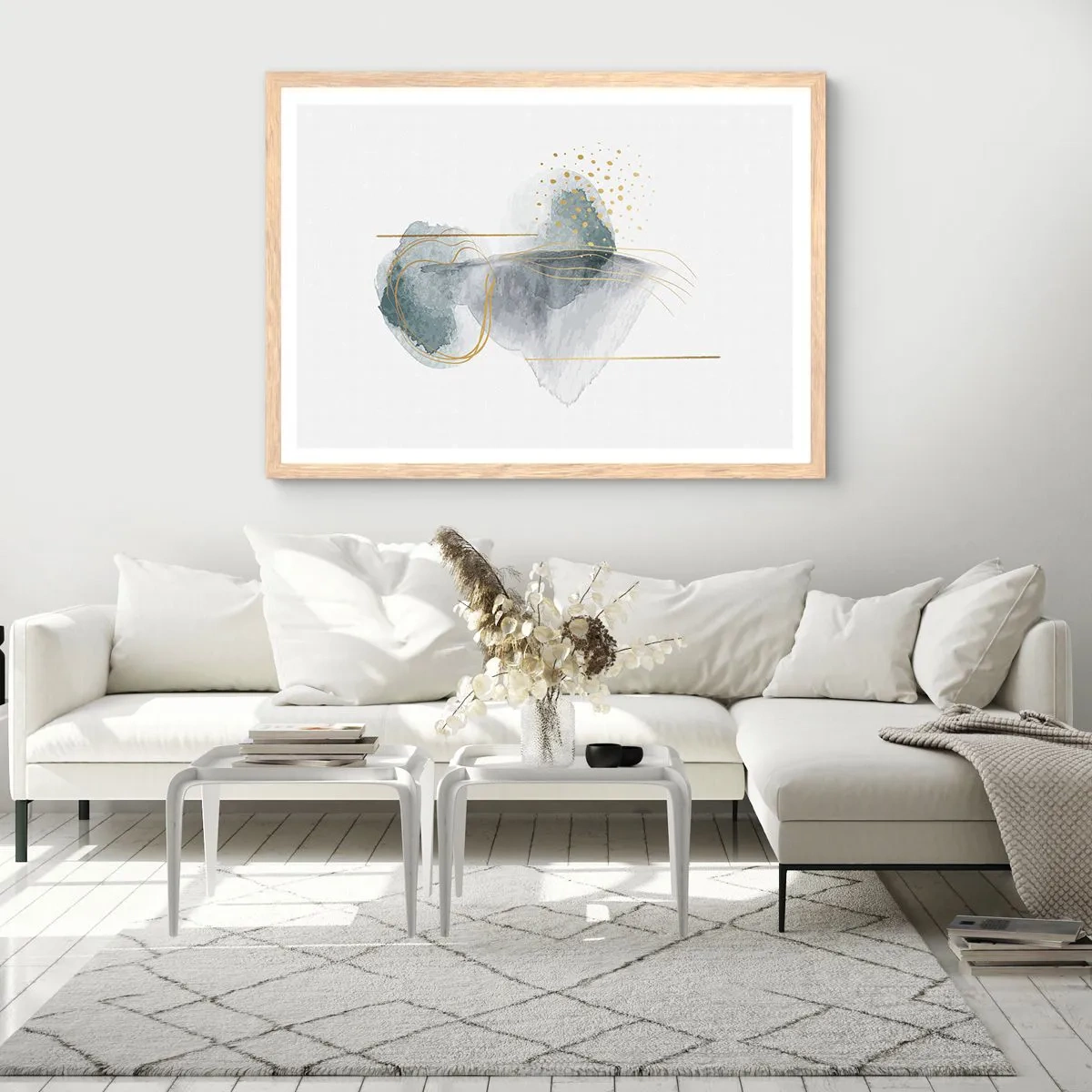 Poster în ramă de stejar deschis - Despre relația dintre gri și auriu - 50x40 cm