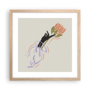 Poster în ramă de stejar deschis - Atingere surorială - 40x40 cm