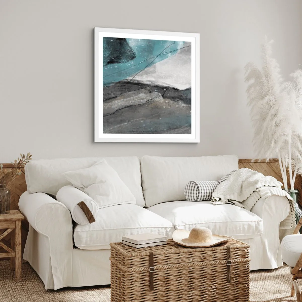 Poster în ramă albă - Abstracție: roci și gheață - 30x30 cm