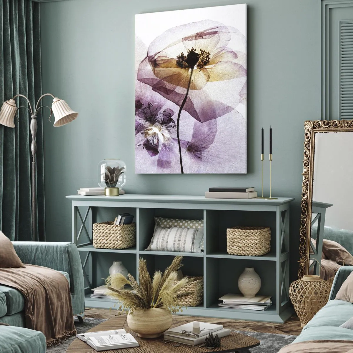 Tablou pe pânză - Corp de flori transparente - 80x120 cm