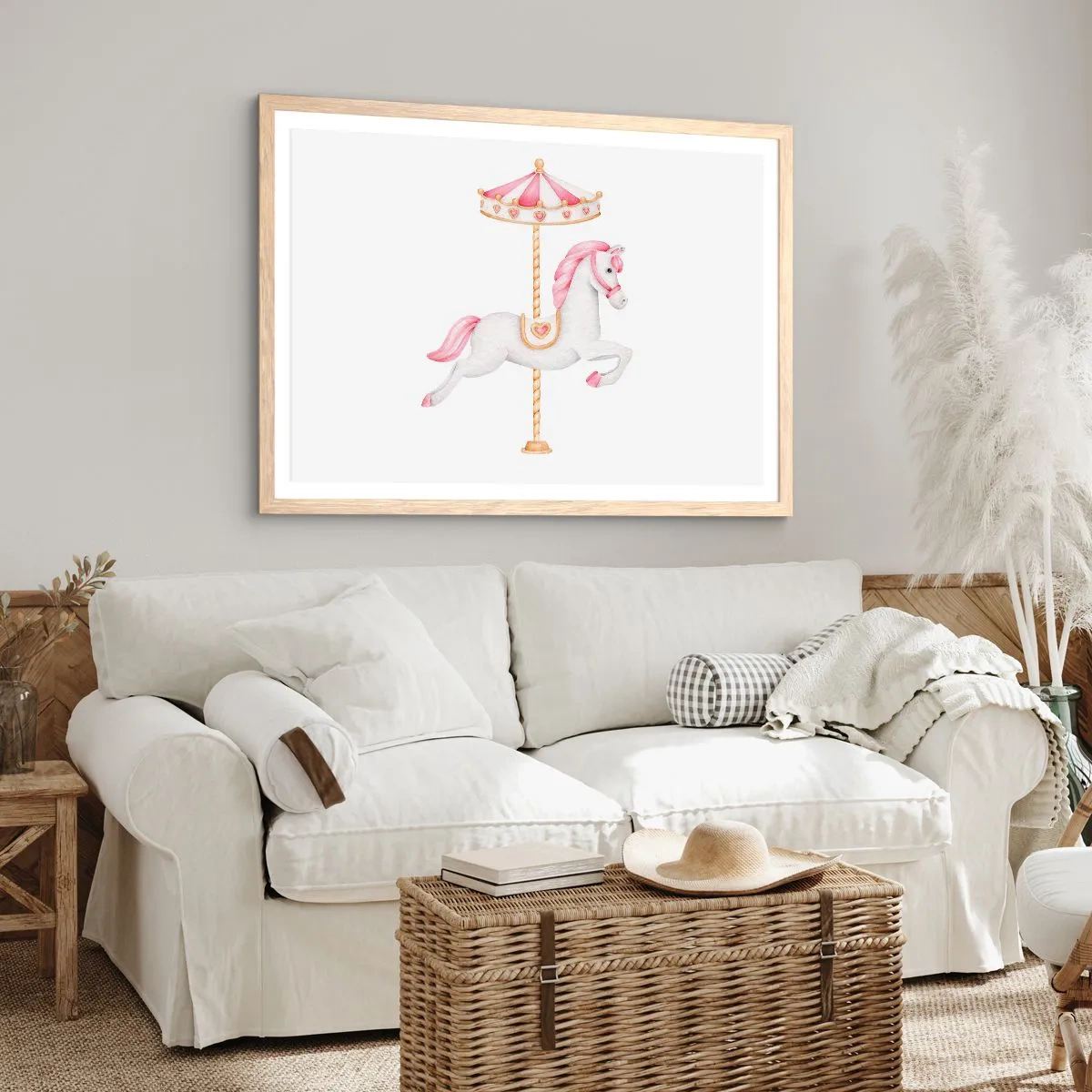 Poster în ramă de stejar deschis - A pornit la cursă - 100x70 cm