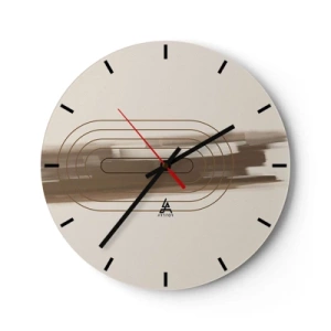 Ceas de perete - Ceas pe sticlă - Un model minimalist cu linii și un fundal bej. - 30x30cm - O adiere de gri - Decorațiune modernă pentru perete pentru living, bucătărie și dormitor ARTTOR